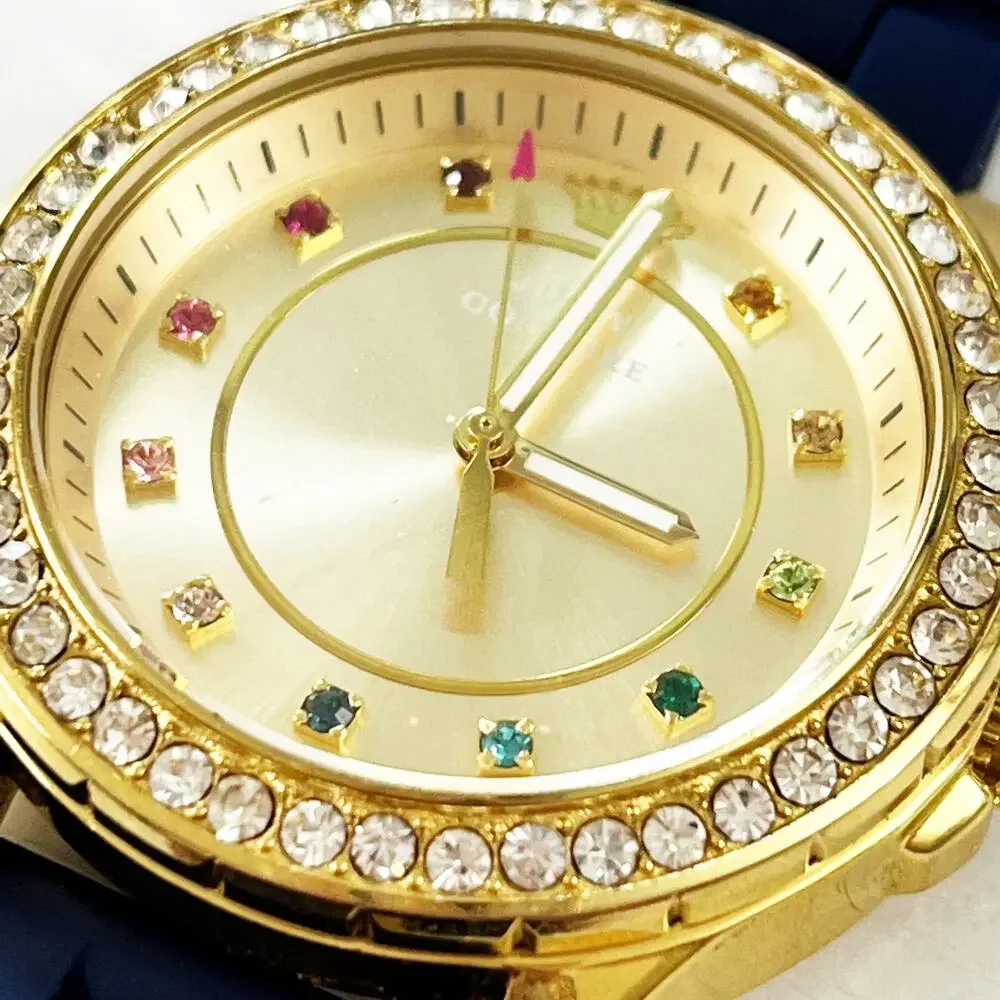 Juicy Couture Rainbow Crystal Gold & Navy Watch